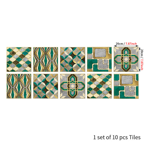 Fashionable gold and green tone: the modern art style of tile stickers