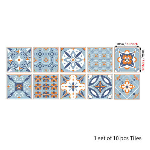 Fresh blue and orange: the fashionable and simple style of tile stickers