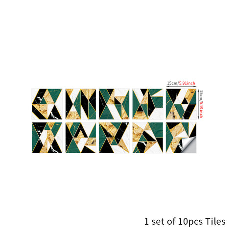 Classic green and gold tone: the elegant style of tile stickers