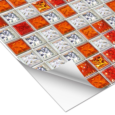 Orange and Grey Stone Wallpaper Stone Texture Mosaic Fresh Wall Tiles 25pcs Peel and Stick