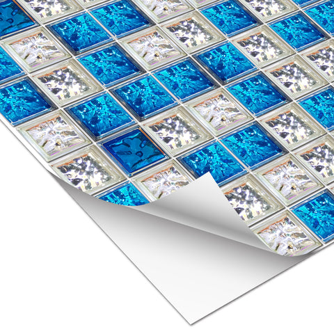 Blue and Grey Stone Wallpaper Stone Texture Mosaic Fresh Wall Tiles 25pcs Peel and Stick