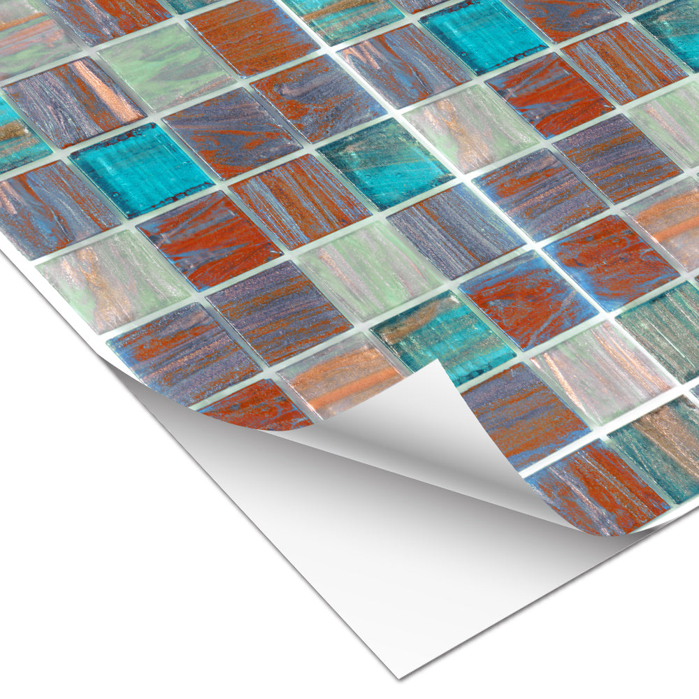 Green and Red Stone Wallpaper Stone Texture Mosaic Jewel Tiles 25pcs Peel and Stick