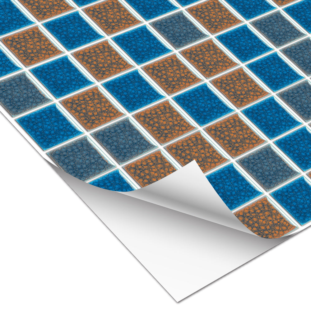 Blue and Brown Stone Wallpaper Stone Texture Mosaic Tiles 25pcs Peel and Stick