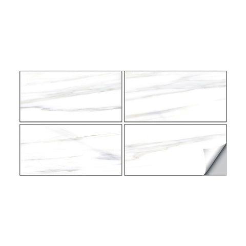 Peel and Stick White Grey Marble Effect Tile Floor Sticker Decals