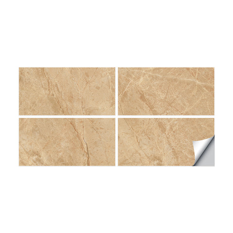 Peel and Stick Brown Marble Effect Tile Floor Sticker Decals