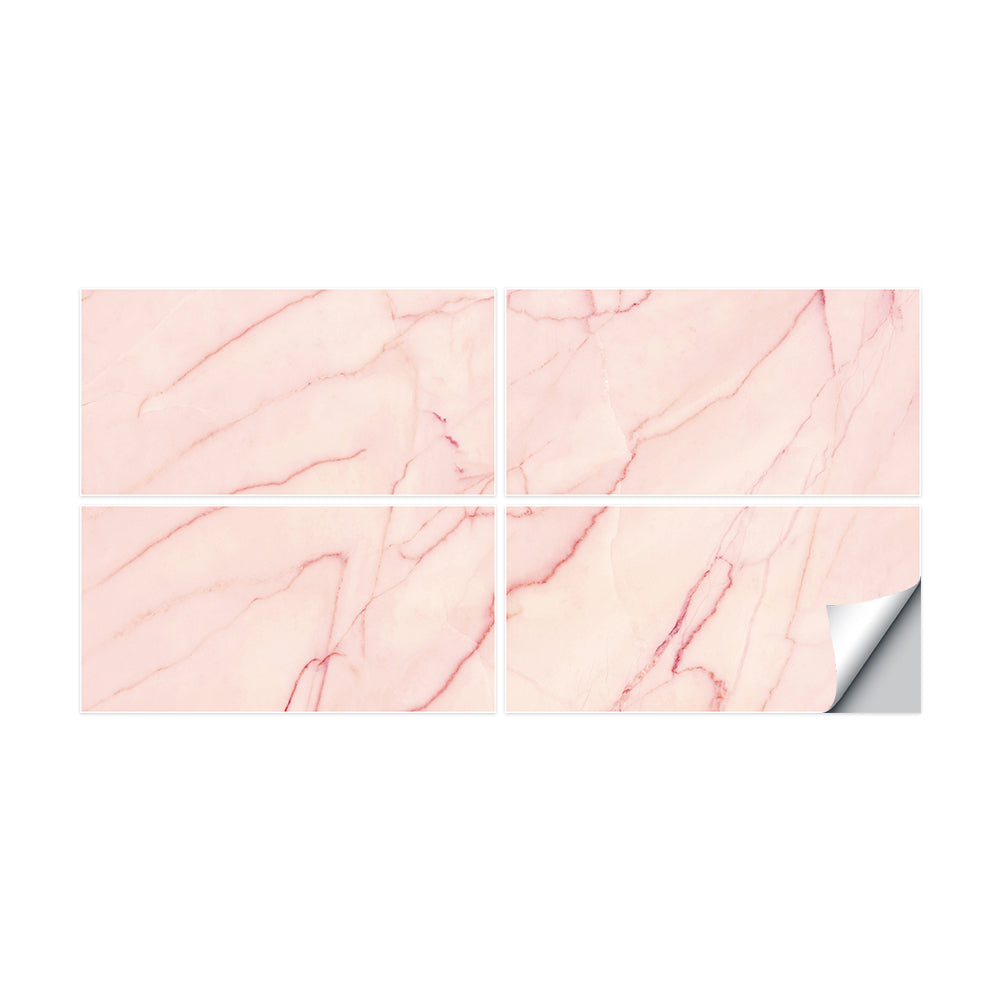 Peel and Stick Pink Marble Effect Tile Floor Sticker Decals Romantic