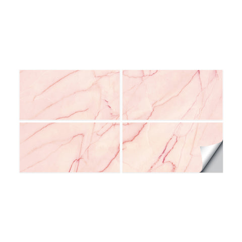 Peel and Stick Pink Marble Effect Tile Floor Sticker Decals Romantic