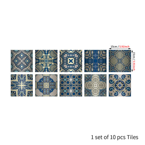 Elegant blue: blue and white classical tile stickers