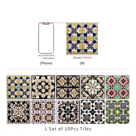 Colorful floral tile stickers, light up the beauty of space