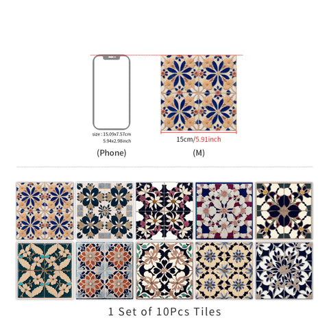 Retro floral tile stickers, injecting artistic atmosphere into the space