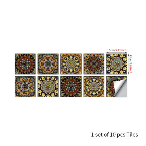 Retro brown and gold: the exotic style of tile stickers