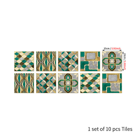 Fashionable gold and green tone: the modern art style of tile stickers