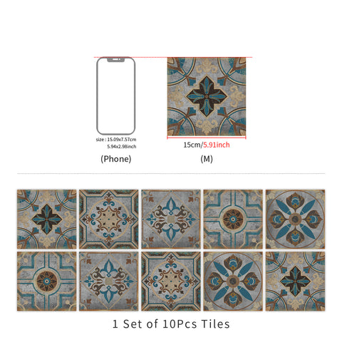 Retro Blues: The Artistic Journey of Tile Stickers