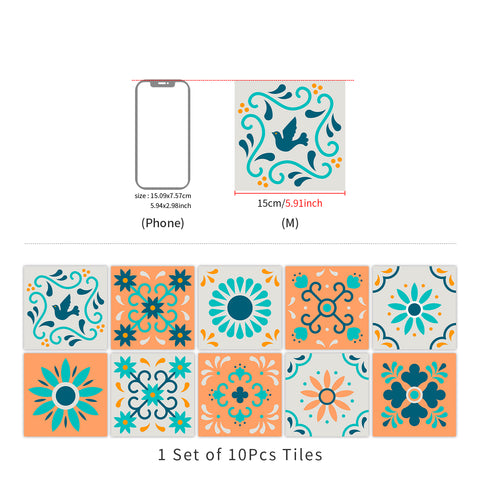 Fresh orange and blue: the vibrant beauty of tile stickers