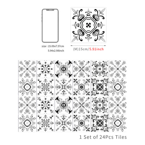 Black and white classic tile stickers: a simple but not simple artistic choice