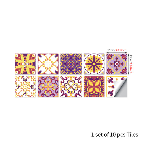 Gorgeous purple and yellow tone: the artistic bloom of tile stickers