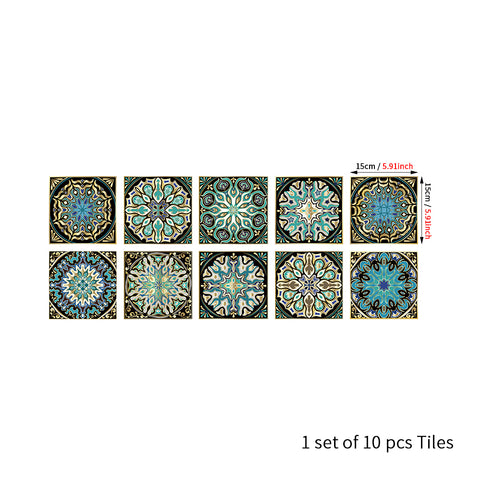 Mysterious blue and gold tone: the exotic style of tile stickers