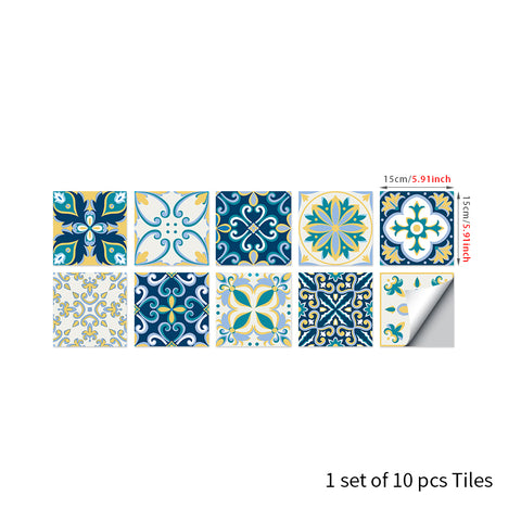 Fresh blue and yellow: the artistic vitality of tile stickers