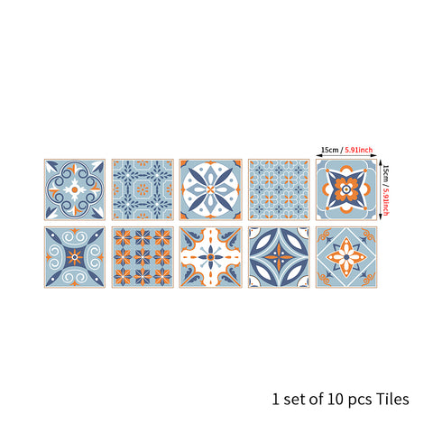 Fresh blue and orange: the fashionable and simple style of tile stickers