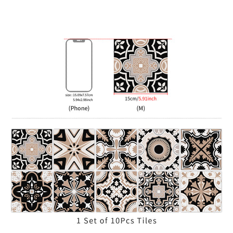 Classic black, white and brown: the retro style of tile stickers