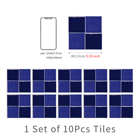 Purple Elegant Glazed Wallpaper Square Tile Sticker 10PCS