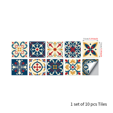 Retro red and blue: the artistic retro style of tile stickers