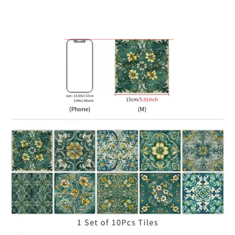 Fresh green and gold tone: the natural elegance of tile stickers