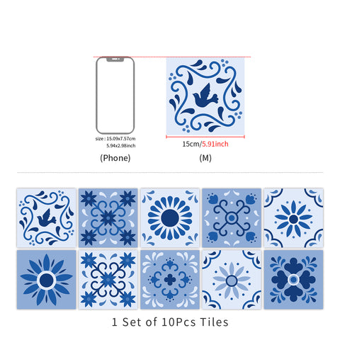 Blue and white classic: the eternal charm of tile stickers