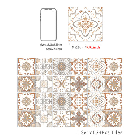 Warm brown retro tile stickers: create a warm and nostalgic atmosphere