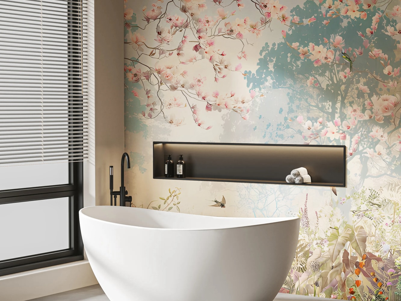 wallpaper forest for bathroom