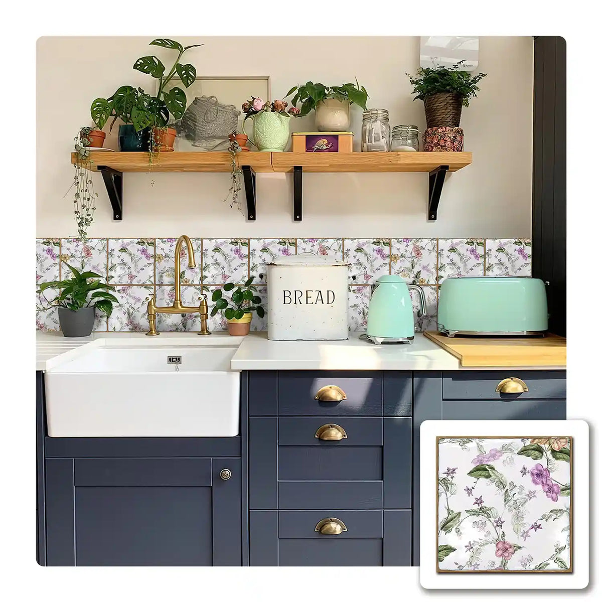 Provence Style Wall Tile Stickers High-Quality Peel and Stick, Removable and Waterproof, Set of 10, Perfect for Kitchen and Bathroom