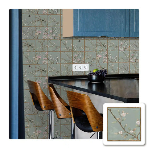 Provence Style Wall Tile Stickers High-Quality Peel and Stick, Removable and Waterproof, Set of 10, Perfect for Kitchen and Bathroom