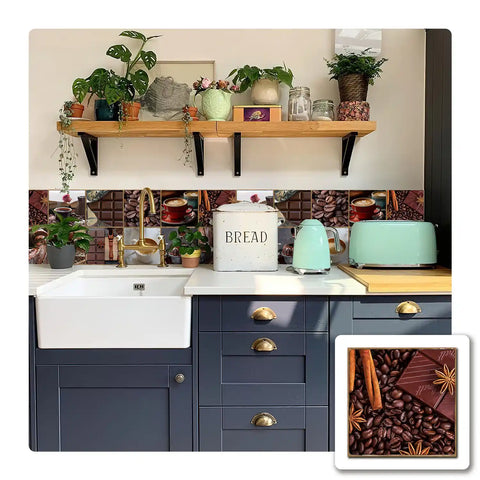 Create a Cozy Atmosphere with Coffee Bean Pattern Brick Decals Easy Peel and Stick Coffee Wall Stickers  for Kitchen, Bathroom, and Living Room