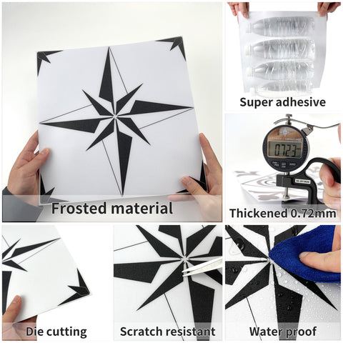 Removable Flooring Kitchen Tile, Decal Changing Table Tile Paste Wall Sticker for Home Removable Tile Sticker Eight-Pointed Star PVC, 5pcs