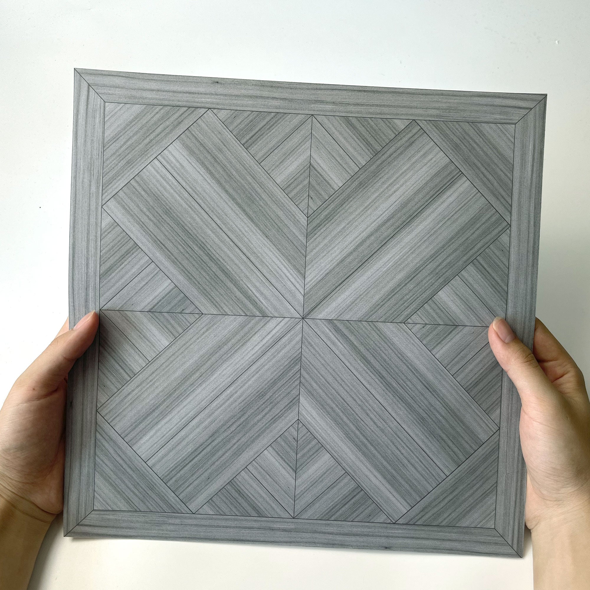 Deep Gray Crosshatch Plaid Wood Grain Peel and Stick Floor Tile Real Wood Texture