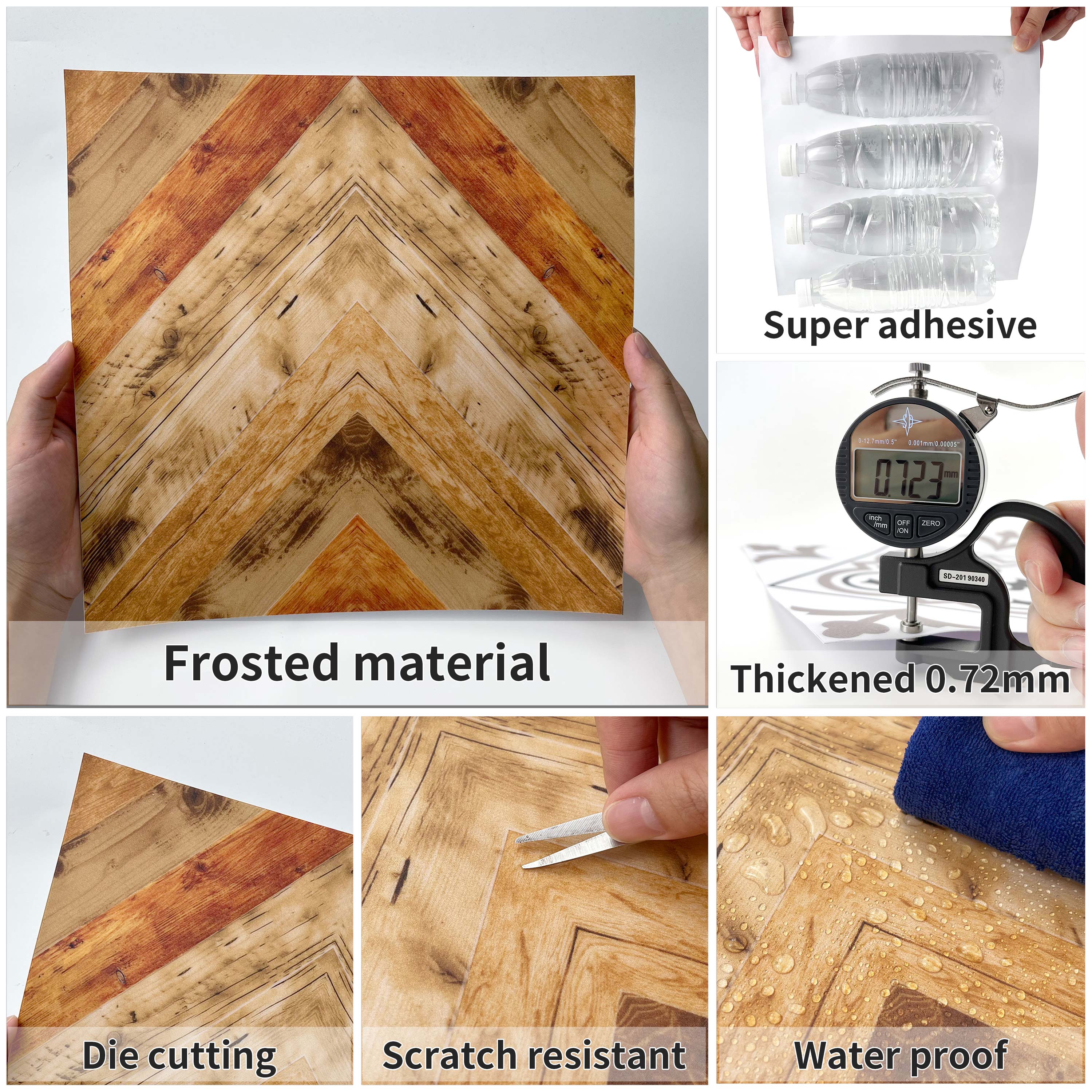 Thicken Seamless Amber Wood Grain Wallpaper Self Adhesive