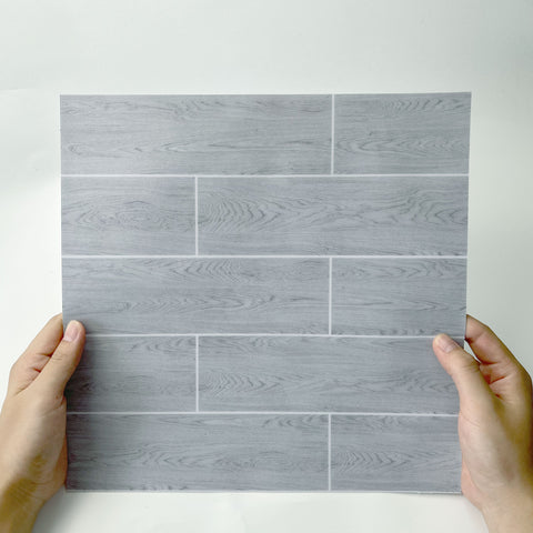 Light Gray Checked Marble Floor Stickers TIles 5pcs Peel and Stick Minimalist Modern