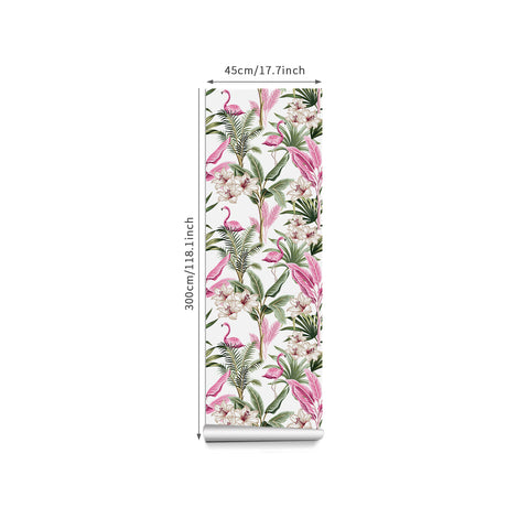 Tropical Vibe Wallpaper - Lively Design of Pink Flamingos Intertwined with Green Leaves