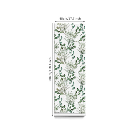 Natural Style Forest Wallpaper - Fresh Green Plants with Delicate Linework Elegance