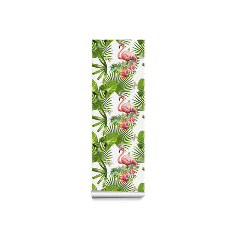 Tropical Flamingo Forest Wallpaper - Vivid Pink Flamingos Amidst Lush Green Foliage