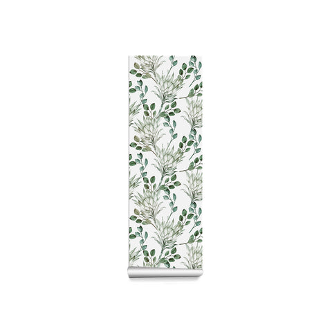 Natural Style Forest Wallpaper - Fresh Green Plants with Delicate Linework Elegance