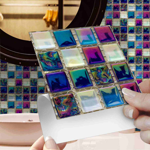 DIY Peel and Stick Tiles with Crystal Mosaic, Waterproof and Self-Adhesive for Home, Kitchen, and Bathroom