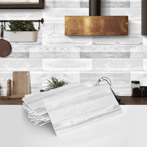 Wood Grain Adhesive Tiles Waterproof Self-Adhesive Wall Tiles for Kitchen Bathroom Staircase Home Decoration