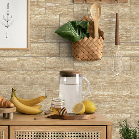 Soft Beige Wood Effect Wallpaper - Enhance Your Room Design