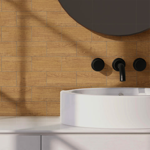 Waterproof Classic Maple Wood Like Wallpaper for Bathroom