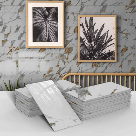 Grey and brown ink Marble Peel and Stick FLoor Tile Stickers Bathroom Self Adhesive