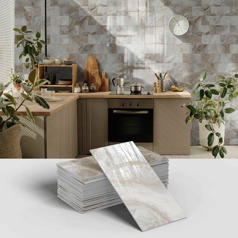 White Gold Marble Peel and Stick Kitchen Retro Design Easy Apply