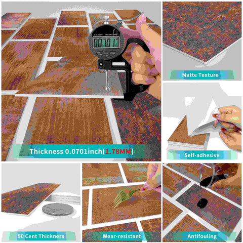 Wood Grain Adhesive Tiles Waterproof Self-Adhesive Wall Tiles for Kitchen Bathroom Staircase Home Decoration