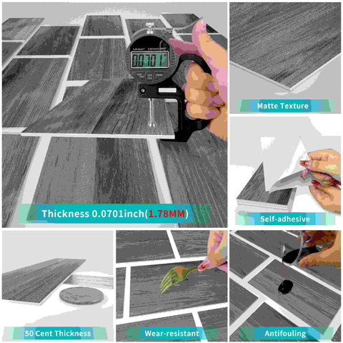Wood Grain Stickers Waterproof Self-Adhesive Wall Tiles for Kitchen Bathroom Staircase Home Decoration DIY
