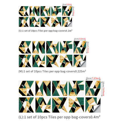 Classic green and gold tone: the elegant style of tile stickers